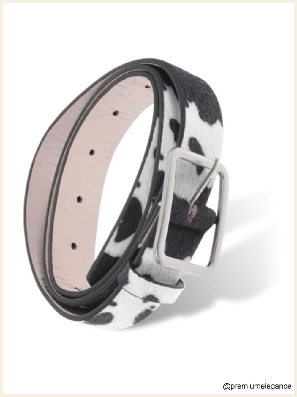 Cow Print PU Leather Belt with Metal Buckle, Adjustable Western Waist Belt for